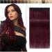 22 inch SEGO Clip in Hair Extension Human Hair One Piece #99J Wine Red 100% Remy Real Hairpieces for Women 3/4 Full Head Straight (55g)