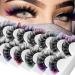 BSLVWG Coloured False Eyelashes Russian Strip LashesFalse Lashes Faux Mink Lashes Colored Lashes Fluffy Wispy Russian Strip Lashes with Color(7 MIX Colors) (01)