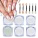 BISHENGYF 6 Pcs White Chrome Powder Pearl Effect Nail Powder Shell Nail Glitter Dust Nail Powder with Magic Mirror Effect for Nail Art Design Decoration C-glitter white