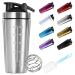 960 ml shaker stainless steel protein shaker stainless steel protein shaker protein bottle shaker metal BPA Free/Leak-Proof/Premium Stainless Steel water bottle with scale - for clump free shakes - silver