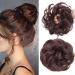 Updo Ponytail Hair Extensions Natural Black & Dark Auburn Messy Hair Scrunchies Hair Bun Extensions Curly Wavy Hairpieces for Women Hair Accessories 35 g Natural Black & Dark Auburn