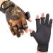 BB Hapeayou Fishing Gloves With 3 Fingerless Gloves Cover Fish Gloves for Men & Women- Anti-Slip Windproof Waterproof Fabric For Fishing Cycling Outdoor Sports (1 Pair) camouflage L