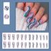 Justotry 24-Piece Royal Blue Glitter Swirl Ballerina Press-On Nails | Stunning Medium Artificial Fingernails for Women - Buy Online on GoSupps.com
