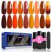 Lavender Violets 13 Pcs Gel Nail Polish Trendy Explosive Flash Temperature Colour Changing Gifts For Women UV LED Soak Off With Base Coat Matte n No Wipe Top Coat Nail File Manicure Starter Kit C683 Twilight forest-683