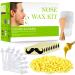 Nose Wax Kit 100g for Men & Women Nose Hair Removal Wax with Hair Wax 20 Safe Tip 10 wooden Applicators 10 Containers and 10Moustache Stencils Easy Quick