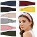 8 Pack Headbands for Women Stretchy Hair Head Bands No Slip Fashion Women's Turban Head Wraps Elastic Hair Accessories for Girls Yoga Workout,Solid Color E-8 Pack
