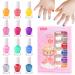 ETYJO Girls Nail Varnish Sets Kids - 12 Colors Glitter Peel-Off Nail Polish For Kids Non-Toxic Childrens Nail Varnish Quick Dry Nail Polish Sets For Girls Teens Gift Kit