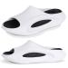 Feionusin Mens Sport Recovery Sandals with Comfortable Plantar Fasciitis Arch Support  Orthotic Open Toe Sport Slides Thick Cushion Waterproof Lightweight Casual Athletic Sandals White & Black 9-10Women/7-8Men