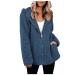 Hanxiulin coat plush jacket hoodie jacket oversize winter coat hiking jacket ladies long arm winter coat jacket transition jacket art fur winter coat jacket winter jacket xl blue