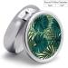 Round Tropical Palm Leaf Print Pill Box - 3 Compartment Decorative Metal Organizer | Portable Pocket Case - Style-36 - Buy Online on GoSupps.com