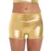 Gatielzana Women's Metallic Rave Booty Shorts Shiny High Waisted Bottoms for Dance Festival Medium Gold