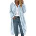 Plush jacket oversize warm lined fleecemantel ceiling hoodie women oversize long -sleeved winter coat jacket warm cozy oversized fleece buffer coat with hooded buffer jacket transition xxl sky blue