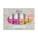 Miss Nella Summer Movement Nail Cack Glitzer 4 Set: pink purple peach color & yellow removable nail polish especially for children peel-off non-toxic water-based odorless