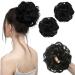 SARLA 2PCS Messy Hair Bun Hair Piece Small Scrunchies Synthetic Bun Hairpieces for Women Girls Updo Hair Extensions (Jet Black) Jet Black-2PCS