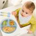 Lanjue 3 Pcs Silicone Baby Suction Plates | Non Slip Divided Dishes with Utensils for Toddler Self Feeding | Ideal for Highchairs Trays | Green Blue Beige - Buy Online on GoSupps.com