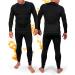 Basic treasure thermal underwear set men ski underwear winter thermal wash set warm thermal wash men thermal shirt long underpants men winter functional underwear XL black and blue
