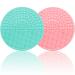 Makeup Brush Cleaning Pad, Brush Cleaning Mat, Silicone Makeup Cleaning Brush Scrubber Mat, Cosmetic Brush Cleaner with Suction Cup for Valentines Day (2 Pack-Green & Pink)