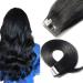 SEGO TAPE Extensions real hair hair extension adhesive tape hair parts smooth 100% remy hair 20 pieces extension +10pcs free tapes black#1 18 "(45cm) -50g