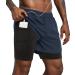 Lulucleaf Running Shorts for Men with Liner Mens 2 in 1 Workout Athletic Yoga Shorts Small Dark Blue