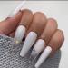 Sethexy long white false fingernails ballerina nail gluing glossy coffin false nails star nails with glue 24st acrylic art nail tips to press on for women and girls