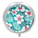 Round Pill Box Tropical Hibiscus Flowers Print 3 Compartment Medicine Pill Case Print Pill Organizer Decorative Metal Portable Pill Box Pocket Pill Box Style-34