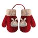 Girls Boys Cute Fox Knitting Short Full Finger Gloves Toddler Kids Winter Thermal Plush Lining Cycling Camping Gloves Mitten for 1-3 Yrs Cartoon/Red