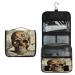 Cultural bag vintage style flower pattern skull Halloween wash bag threshing bag travel portable cosmetics make-up brushes with hooks for hanging organizer for women and men dead head
