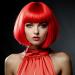 PLANTURECO Red Wig and Party Sunglasses Red Wig for Women Red Wig with Bangs Red Bob Wig and Short Red Wig Bright Red Wig with Neon Glasses Red Wig for Women - Buy Online on GoSupps.com