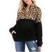 Bigfanshu Womens Sweaters Casual Winter Warm Long Sleeve Stitching Leopard Plush Blouse Top Black - Buy Online on GoSupps.com