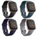 4 Pack Sport Bands Compatible with Fitbit Versa 2/Fitbit Versa/Versa Lite,Classic Soft Silicone Replacement Wristbands for Versa 2 Smart Watch Women Men Large(Black+Dark Blue+Rock Cyan+Grey) Large black/dark blue/rock cyan/grey