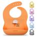 Kiddo Feedo Roll Up Bib for Baby and Toddler Mealtime Bib with Pocket Comfortable and Easy to Clean Orange