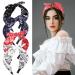 Blessing 4stk.Hair tires wide headband paisley women bow hair band rockabilly headband vintage hair accessories headgear for girls women red black white dark blue paisley-red & black & white & blue
