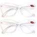 Buy 2 Pairs Clear White Women Reading Glasses - Oversized Cateye Vintage Jackie Oval 1.25x Magnification - Buy Online on GoSupps.com