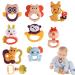 Pisamhid sensory bite rattles |Affenrassel biting toys for babies-sensory bite ring music toys for early development newborn birthday present for 0-3-year-old babies young monkeys storage box 9-part set