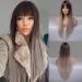 Testar 28 inch ombre brown gray wig for women long straight brown wigs with pony natural heat -resistant synthetic fiber wig for girls daily party cosplay use