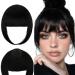 Leterly Bangs Hair Clip Extension Thick Clip in Fringe Straight Neat Bangs for Women Flat Bangs with Temples Hairpieces Dark Black