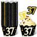 24pcs Dessert Cupcake Topper 24pcs Cupcake Wrappers Cheer to 37 Years Old Theme Decor Supplies Men Women Happy 37th Birthday Wedding Anniversary Party Decoration
