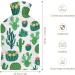 Green Cactus Hot Water Bottle with Plush Cover Bed Warmer for Adults & Kids | 26.5x15.3cm - International Shipping Available - Buy Online on GoSupps.com