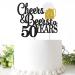 Cheers & Beers to 50 Years Cake Topper Happy 50th Birthday Cake Topper 50th Anniversary Party Supplies Black Glittery