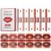 Rechoo 2in1 lipstick set 6Pcs Double Brush Matt glossy lip gloss set for women nude rosa red liquid Lipstick matte glossy waterproof long-lasting lip ink art for make-up (set a) A-Set A