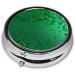 Green Sequin Mini Round Pill Box - 3 Compartment Travel Organizer | Portable Medicine Case for Home & Office - Buy Online on GoSupps.com