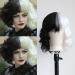 TOWOWM cruella de vil wig with pony short bob corrugated synthetic no lace front wig for women mechanically manufactured cosplay daily wearing (black and white corrugated with pony) black / white with Bangs