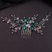 Green Crystal Bride Wedding Hair Comb | Rhinestone Pearl Hair Accessory - Buy Online on GoSupps.com