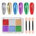 GZMAYUEN 6 Colors Chrome Nail Powder Metallic Gold Sliver Blue Purple Green Red Mirror Effect Nail Pigment Chrome Powder Set 14