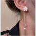 Vintage Flower Pearl Drop Earrings - Long Tassel Jewelry for Women | White Camellia Stud & Gold Chain Dangle Design - International Shipping Available - Buy Online on GoSupps.com