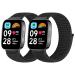 BTTNG bracelet compatible with Xiaomi Redmi Watch 3 Active for women and men adjustable breathable nylon band Sport Solo loop replacement bracelet for redmi watch 3 Active deep black + reflective black