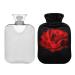 Hot water bottle 2L with cover red rose on black background hot water bottle for pain relief hand feet warmer winter