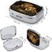 Stylish Two Lions Print Pill Box - 2 Compartment Medicine Organizer | Decorative Metal Portable Pill Case for Pocket & Purse - Buy Online on GoSupps.com
