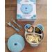 Baby League Steel Plate and Suction Bowl Set - Non-Toxic Blue Tableware for Toddler Feeding - Divider Plate with Spoon, Fork, and Lid - Self-Weaning Kids Gift - Buy Online on GoSupps.com