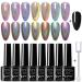 Supwee 2-IN-1 Holographic 9D Cat Eye Gel Nail Polish Holo Cat Eye Gel Polish Laser Nail Polish Gel Galaxy Chameleon Magnetic Gel Soak Off UV Gel with Magnet Stick and Black Gel Nail Art Design Kit 9D Holographic Cat Eye